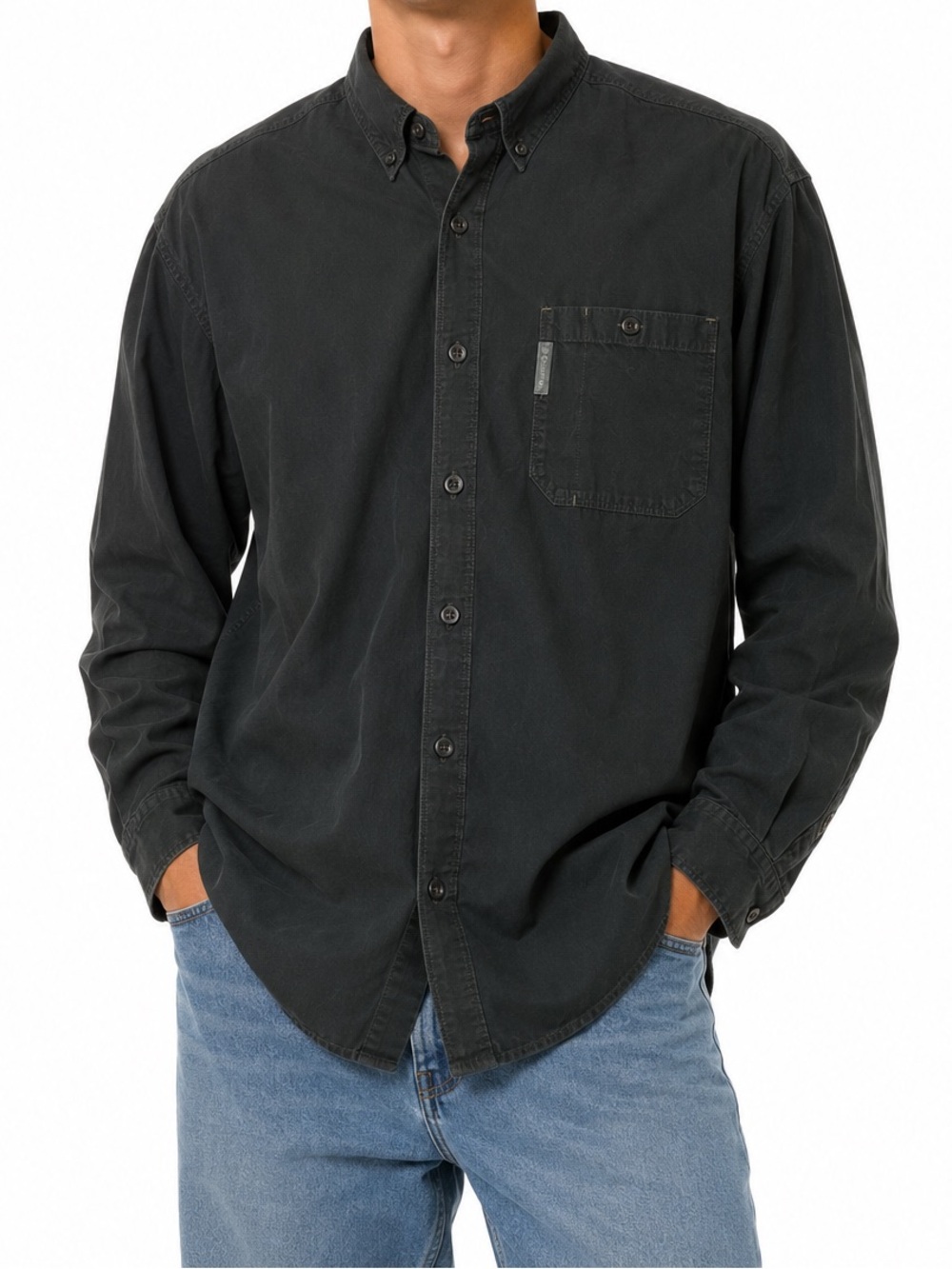 COLUMBIA Classic Dark Forest Green Button-Down Men's Shirt